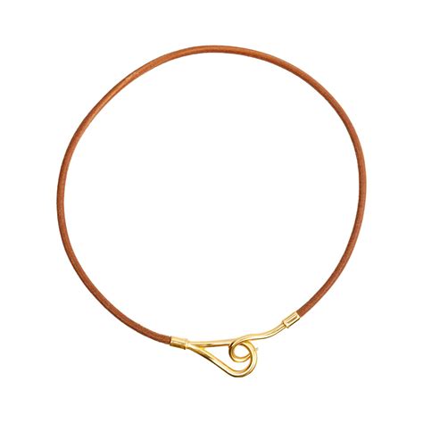 Hermes leather hook necklace